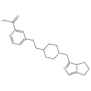 4-{[1-({5H,6H,7H-pyrrolo[2,1-c][1,2,4]triazol-3-yl}methyl)piperidin-4-yl]methoxy}pyridine-2-carboxamide结构式