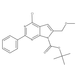 Tert-butyl 4-chloro-6-(methoxymethyl)-2-phenylpyrrolo[2,3-d]pyrimidine-7-carboxylate结构式