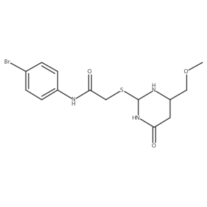 N-(4-bromophenyl)-2-[[4-(methoxymethyl)-6-oxo-1,3-diazinan-2-yl]sulfanyl]acetamide结构式