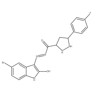 N-[(5-bromo-2-hydroxy-1H-indol-3-yl)imino]-5-(4-fluorophenyl)pyrazolidine-3-carboxamide Structure