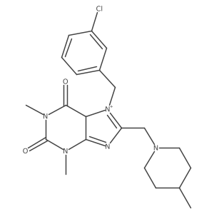 7-[(3-chlorophenyl)methyl]-1,3-dimethyl-8-[(4-methylpiperidin-1-yl)methyl]-5H-purin-7-ium-2,6-dione结构式