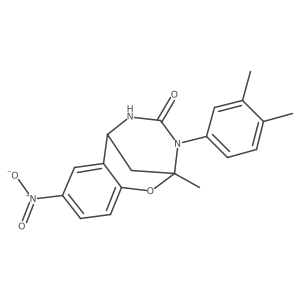 3-(3,4-dimethylphenyl)-2-methyl-8-nitro-5,6-dihydro-2H-2,6-methanobenzo[g][1,3,5]oxadiazocin-4(3H)-one结构式