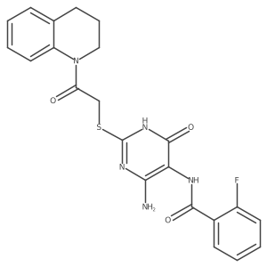N-(4-amino-2-((2-(3,4-dihydroquinolin-1(2H)-yl)-2-oxoethyl)thio)-6-oxo-1,6-dihydropyrimidin-5-yl)-2-fluorobenzamide Structure