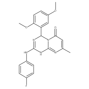 4-(2,5-dimethoxyphenyl)-2-[(4-fluorophenyl)amino]-8-methyl-1,4-dihydro-6H-pyrimido[1,2-a][1,3,5]triazin-6-one结构式