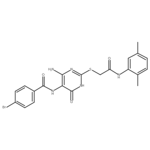 N-(4-amino-2-((2-((2,5-dimethylphenyl)amino)-2-oxoethyl)thio)-6-oxo-1,6-dihydropyrimidin-5-yl)-4-bromobenzamide结构式