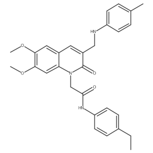 2-(6,7-dimethoxy-2-oxo-3-((p-tolylamino)methyl)quinolin-1(2H)-yl)-N-(4-ethylphenyl)acetamide结构式