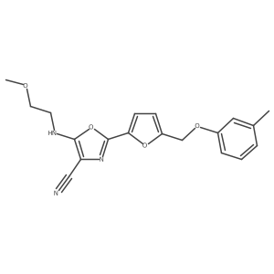 5-[(2-Methoxyethyl)amino]-2-{5-[(3-methylphenoxy)methyl]furan-2-yl}-1,3-oxazole-4-carbonitrile Structure