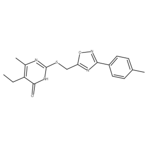 5-Ethyl-6-methyl-2-({[3-(4-methylphenyl)-1,2,4-oxadiazol-5-yl]methyl}sulfanyl)-4-pyrimidinol结构式