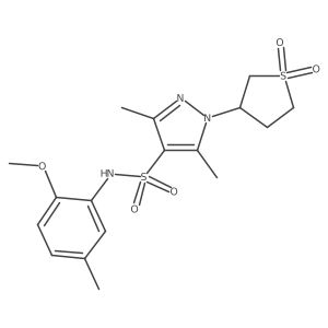 1-Hydroxy-3-(4-{[(2-methoxy-5-methylphenyl)amino]sulfonyl}-3,5-dimethylpyrazol yl)thiolan-1-one Structure