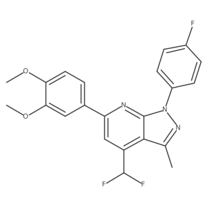 4-(difluoromethyl)-6-(3,4-dimethoxyphenyl)-1-(4-fluorophenyl)-3-methyl-1H-pyrazolo[3,4-b]pyridine结构式