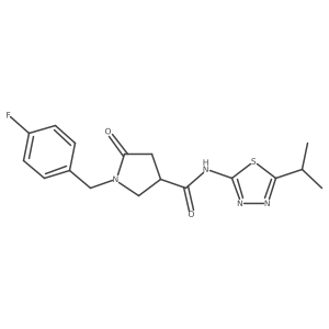 1-(4-fluorobenzyl)-5-oxo-N-[(2E)-5-(propan-2-yl)-1,3,4-thiadiazol-2(3H)-ylidene]pyrrolidine-3-carboxamide结构式