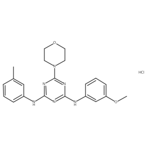 N2-(3-methoxyphenyl)-6-morpholino-N4-(m-tolyl)-1,3,5-triazine-2,4-diamine hydrochloride结构式