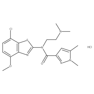 N-(7-chloro-4-methoxybenzo[d]thiazol-2-yl)-N-(2-(dimethylamino)ethyl)-1,5-dimethyl-1H-pyrazole-3-carboxamide hydrochloride Structure