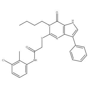2-((3-butyl-4-oxo-7-phenyl-4,5-dihydro-3H-pyrrolo[3,2-d]pyrimidin-2-yl)thio)-N-(3-chloro-2-methylphenyl)acetamide结构式