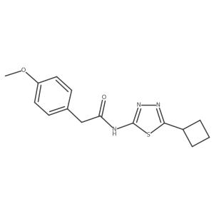 N-(5-cyclobutyl-1,3,4-thiadiazol-2-yl)-2-(4-methoxyphenyl)acetamide结构式