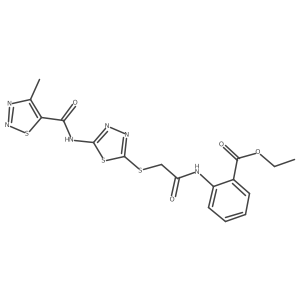 Ethyl 2-(2-((5-(4-methyl-1,2,3-thiadiazole-5-carboxamido)-1,3,4-thiadiazol-2-yl)thio)acetamido)benzoate Structure