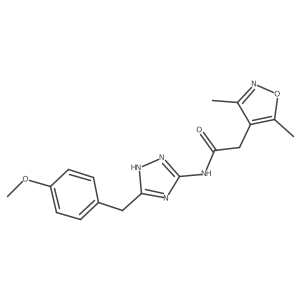 2-(3,5-dimethyl-1,2-oxazol-4-yl)-N-[3-(4-methoxybenzyl)-1H-1,2,4-triazol-5-yl]acetamide结构式