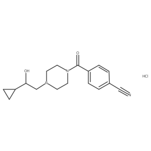4-(4-(2-Cyclopropyl-2-hydroxyethyl)piperazine-1-carbonyl)benzonitrile hydrochloride结构式