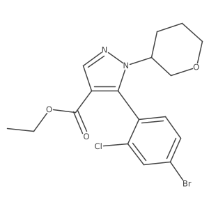 Ethyl 5-(4-bromo-2-chlorophenyl)-1-(tetrahydro-2H-pyran-3-yl)-1H-pyrazole-4-carboxylate Structure