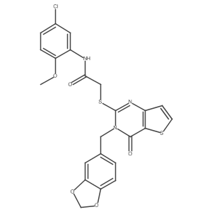 2-((3-(benzo[d][1,3]dioxol-5-ylmethyl)-4-oxo-3,4-dihydrothieno[3,2-d]pyrimidin-2-yl)thio)-N-(5-chloro-2-methoxyphenyl)acetamide Structure