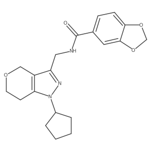 N-((1-cyclopentyl-1,4,6,7-tetrahydropyrano[4,3-c]pyrazol-3-yl)methyl)benzo[d][1,3]dioxole-5-carboxamide Structure