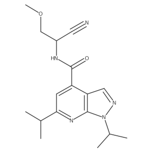 N-(1-cyano-2-methoxyethyl)-1,6-bis(propan-2-yl)-1H-pyrazolo[3,4-b]pyridine-4-carboxamide结构式