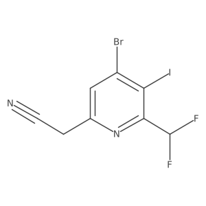 2-(4-Bromo-6-(difluoromethyl)-5-iodopyridin-2-yl)acetonitrile Structure