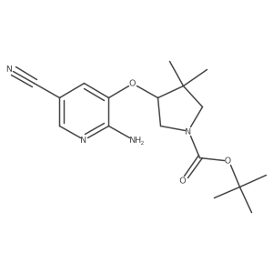 tert-butyl (4R)-4-(2-amino-5-cyanopyridin-3-yl)oxy-3,3-dimethylpyrrolidine-1-carboxylate结构式