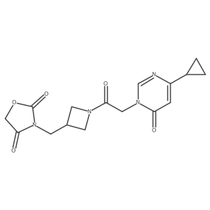3-((1-(2-(4-cyclopropyl-6-oxopyrimidin-1(6H)-yl)acetyl)azetidin-3-yl)methyl)oxazolidine-2,4-dione Structure