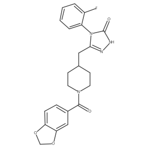 3-((1-(benzo[d][1,3]dioxole-5-carbonyl)piperidin-4-yl)methyl)-4-(2-fluorophenyl)-1H-1,2,4-triazol-5(4H)-one结构式