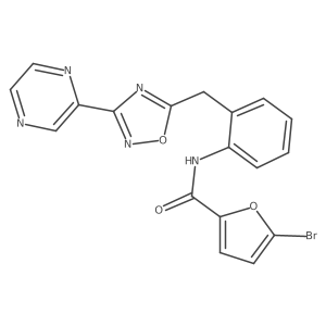 5-bromo-N-(2-{[3-(pyrazin-2-yl)-1,2,4-oxadiazol-5-yl]methyl}phenyl)furan-2-carboxamide结构式
