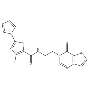 4-methyl-N-(2-(4-oxothieno[3,2-d]pyrimidin-3(4H)-yl)ethyl)-2-(1H-pyrrol-1-yl)thiazole-5-carboxamide结构式