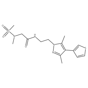 N-{2-[3,5-dimethyl-4-(thiophen-3-yl)-1H-pyrazol-1-yl]ethyl}-2-(N-methylmethanesulfonamido)acetamide结构式