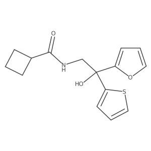 N-(2-(furan-2-yl)-2-hydroxy-2-(thiophen-2-yl)ethyl)cyclobutanecarboxamide结构式
