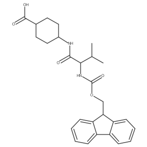 (1rs,4rs)-4-[(2S)-2-({[(9H-fluoren-9-yl)methoxy]carbonyl}amino)-3-methylbutanamido]cyclohexane-1-carboxylic acid Structure