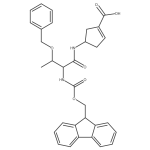 4-[(2R,3S)-3-(benzyloxy)-2-({[(9H-fluoren-9-yl)methoxy]carbonyl}amino)butanamido]cyclopent-1-ene-1-carboxylic acid结构式