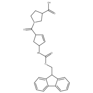 1-[4-({[(9H-fluoren-9-yl)methoxy]carbonyl}amino)cyclopent-2-ene-1-carbonyl]pyrrolidine-3-carboxylic acid结构式