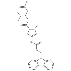 3-{[2-({[(9H-fluoren-9-yl)methoxy]carbonyl}amino)-4-methyl-1,3-thiazol-5-yl]formamido}-4-methylpentanoic acid Structure