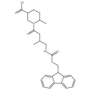 1-[4-({[(9H-fluoren-9-yl)methoxy]carbonyl}amino)-3-methylbutanoyl]-6-methylpiperidine-3-carboxylic acid结构式