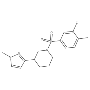 1-((3-chloro-4-methylphenyl)sulfonyl)-3-(1-methyl-1H-pyrazol-3-yl)piperidine Structure