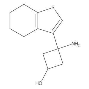 3-Amino-3-(4,5,6,7-tetrahydro-1-benzothiophen-3-yl)cyclobutan-1-ol结构式