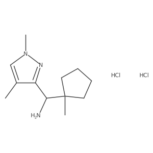 (1R)-1-(1,4-dimethyl-1H-pyrazol-3-yl)-1-(1-methylcyclopentyl)methanamine dihydrochloride Structure