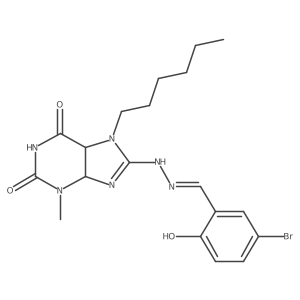 8-[(2Z)-2-[(5-bromo-2-hydroxyphenyl)methylidene]hydrazin-1-yl]-7-hexyl-3-methyl-2,3,6,7-tetrahydro-1H-purine-2,6-dione结构式