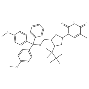 1-[5-[[Bis(4-methoxyphenyl)-phenylmethoxy]methyl]-4-[tert-butyl(dimethyl)silyl]oxolan-2-yl]-5-iodopyrimidine-2,4-dione结构式
