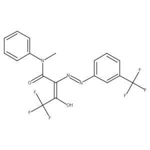 (2E)-4,4,4-trifluoro-N-methyl-3-oxo-N-phenyl-2-{2-[3-(trifluoromethyl)phenyl]hydrazin-1-ylidene}butanamide结构式