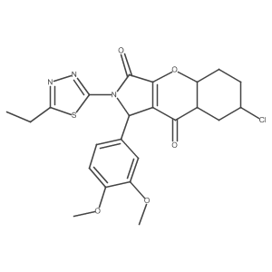 7-chloro-1-(3,4-dimethoxyphenyl)-2-(5-ethyl-1,3,4-thiadiazol-2-yl)-4a,5,6,7,8,8a-hexahydro-1H-chromeno[2,3-c]pyrrole-3,9-dione结构式