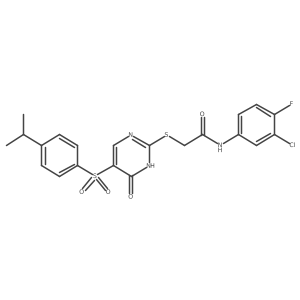 N-(3-chloro-4-fluorophenyl)-2-((5-((4-isopropylphenyl)sulfonyl)-6-oxo-1,6-dihydropyrimidin-2-yl)thio)acetamide结构式