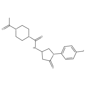 4-acetyl-N-(1-(4-fluorophenyl)-5-oxopyrrolidin-3-yl)piperazine-1-carboxamide Structure