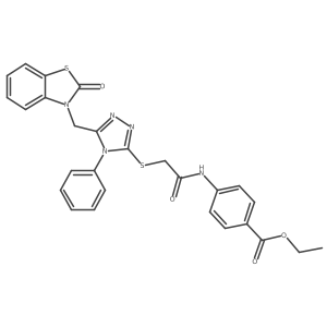 ethyl 4-(2-((5-((2-oxobenzo[d]thiazol-3(2H)-yl)methyl)-4-phenyl-4H-1,2,4-triazol-3-yl)thio)acetamido)benzoate Structure