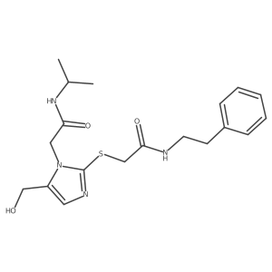 2-((5-(hydroxymethyl)-1-(2-(isopropylamino)-2-oxoethyl)-1H-imidazol-2-yl)thio)-N-phenethylacetamide结构式